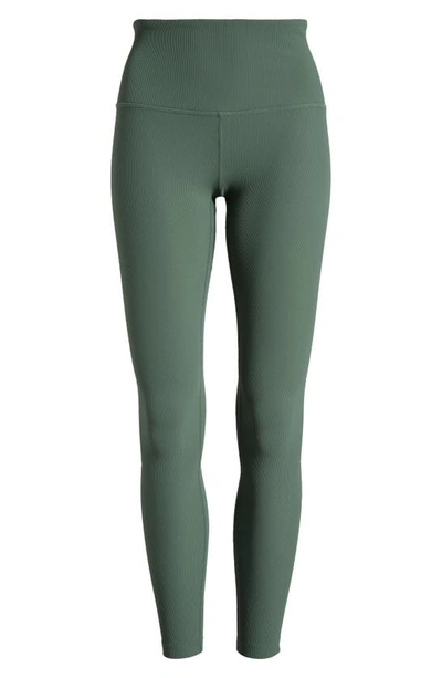 Zella Luxe Rib High Waist Leggings In Green Duck