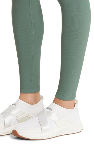 Zella Luxe Rib High Waist Leggings In Green Duck