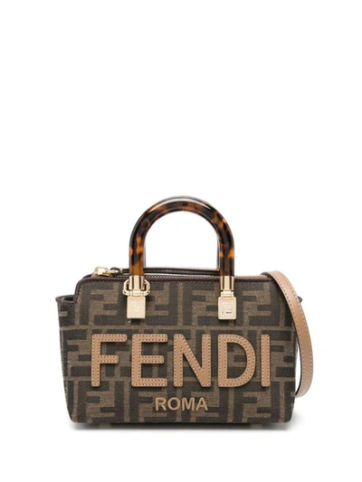 Shop Fendi By The Way Mini Fabric Bags In Brown