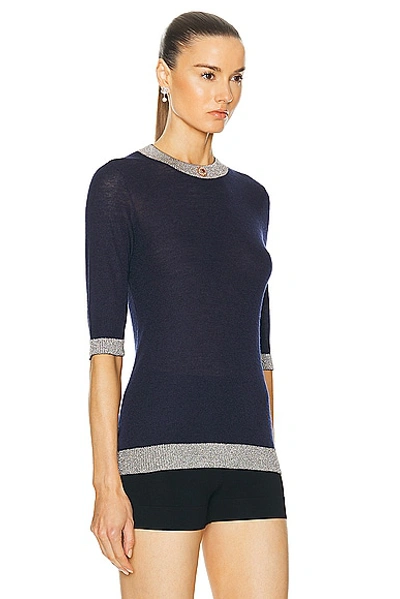 Pre-owned Chanel Cashmere Knit Top In Navy