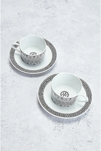 Pre-owned Hermes Mosaique Cup And Saucer Set Of 2 In White