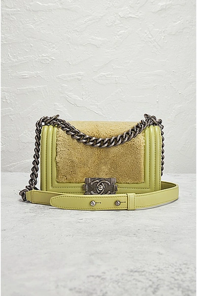 Pre-owned Chanel Mini Boy Chain Shoulder Bag In Green