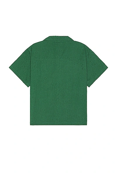 Shop Found Textured Linen Short Sleeve Camp Shirt In Forest