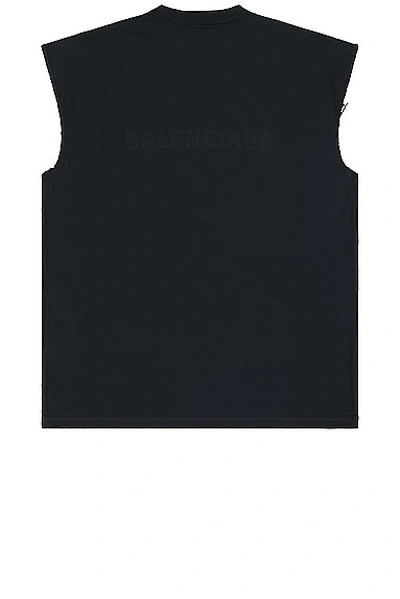 Shop Balenciaga Sleeveless T-shirt In Faded Black & White