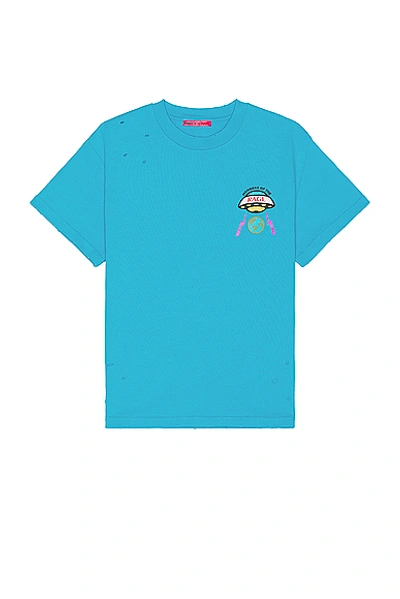 Shop Members Of The Rage Distressed Small Logo T-shirt In Turquoise