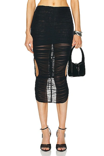 Shop Mugler Mesh Bodycon Skirt In Black