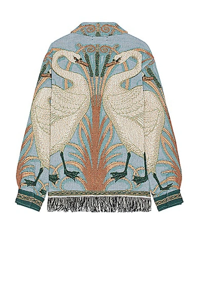 Shop Amiri Swan Tapestry Overshirt In Ashley Blue