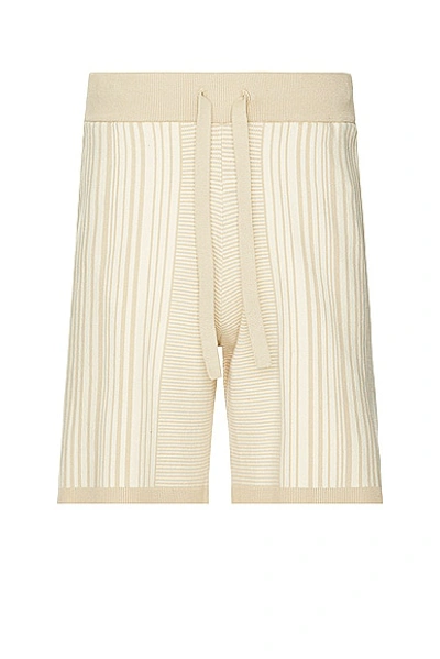 Shop Wao Fully Knitted Pattern Short In Cream & Natural
