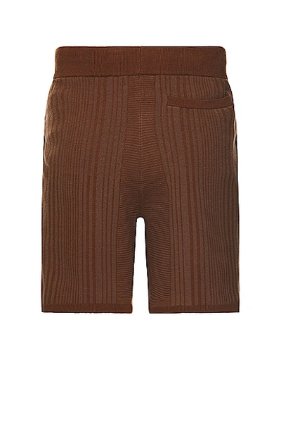 Shop Wao Fully Knitted Pattern Short In Brown & Taupe