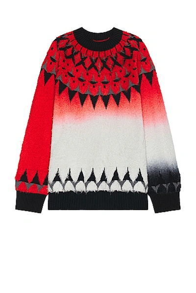 Shop Sacai Jacquard Knit Pullover In Red