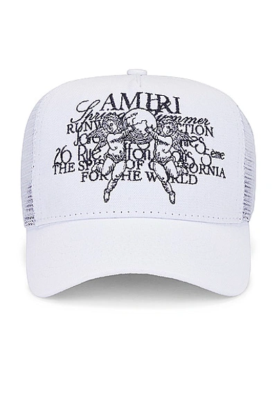 Shop Amiri Cherub Trucker Hat In White