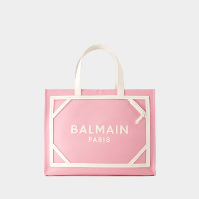 Shop Balmain Einkaufstasche B-army Medium -  - Canvas - Pink