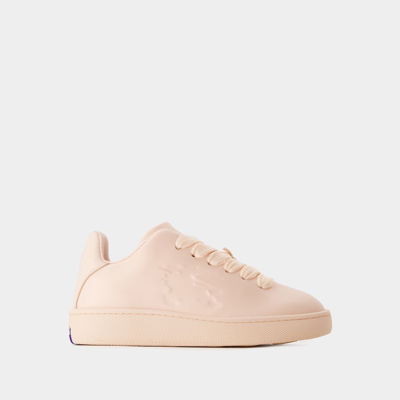 Shop Burberry Lf Box Sneakers -  - Leather - Baby Neon In Beige