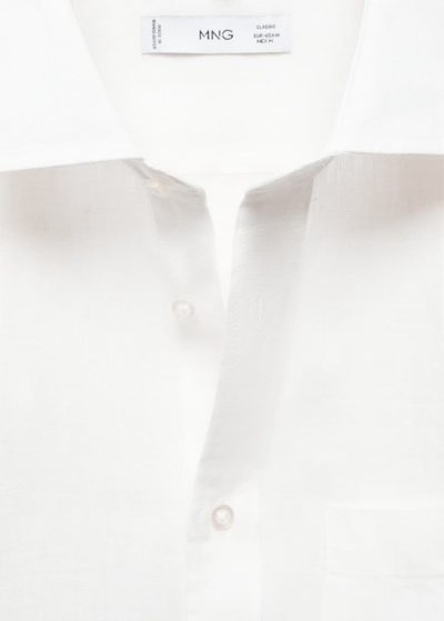 Shop Mango Classic Fit 100% Linen Shirt White