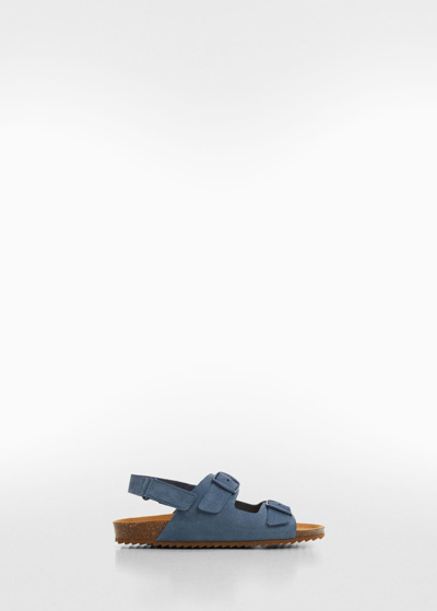 Shop Mango Buckle Leather Sandals Blue