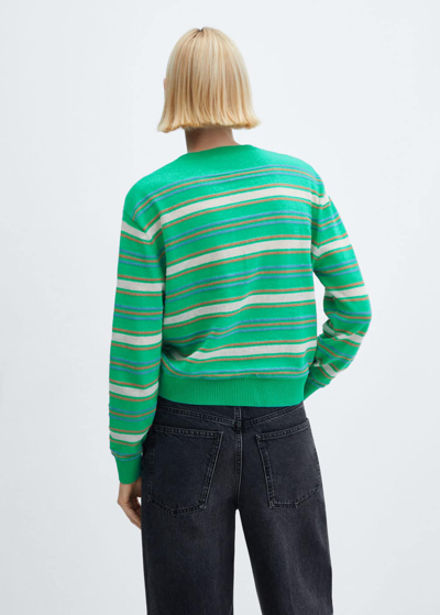 Shop Mango Round-neck Striped Sweater Pastel Green