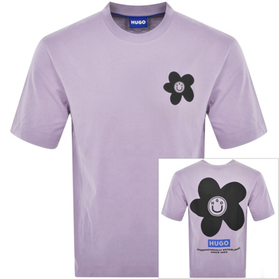 Shop Hugo Blue Noretto Crew Neck T Shirt Purple