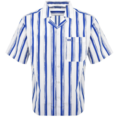 Shop Hugo Blue Short Sleeve Eligino Shirt Blue