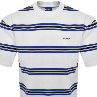 Shop Hugo Blue Natinolo Striped T Shirt White