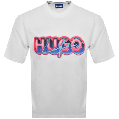 Shop Hugo Blue Nillumi Crew Neck T Shirt White