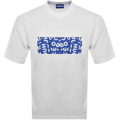 Shop Hugo Blue Nalayo Crew Neck T Shirt White