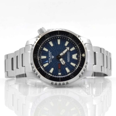 Pre-owned Citizen Men's Watch Promaster Date Display Blue Dial Silver Bracelet Ny0136-52l