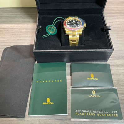 Pre-owned A Bathing Ape Type 1 Bapex Crystal Stone Gold Watch From Japan