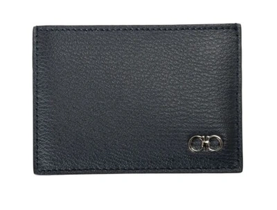 Pre-owned Ferragamo Brand Salvatore  Men's Navy Pebbled Leather Bifold Wallet