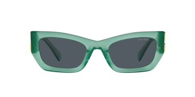 Pre-owned Miu Miu Smu 09ws Ivy Opal/dark Grey (19l-09t) Sunglasses In Gray