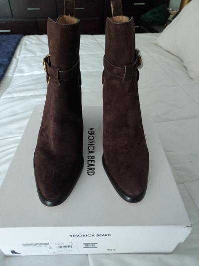Pre-owned Veronica Beard Sohelia Booties, Brown Suede 8 And 8.5 (8.5 Shown) Orig. $595
