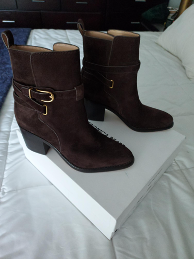 Pre-owned Veronica Beard Sohelia Booties, Brown Suede 8 And 8.5 (8.5 Shown) Orig. $595