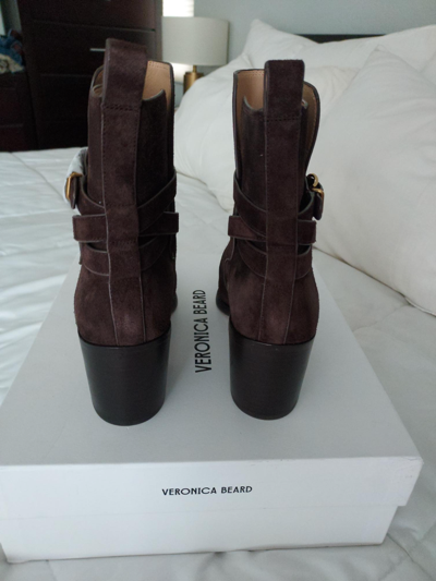 Pre-owned Veronica Beard Sohelia Booties, Brown Suede 8 And 8.5 (8.5 Shown) Orig. $595