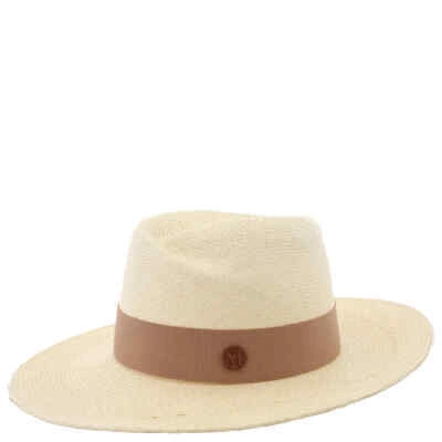 Pre-owned Maison Michel Ladies Virginie Straw Fedora Hat In Check Description