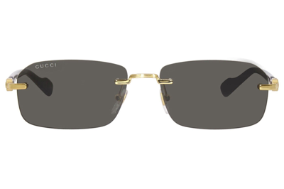 Pre-owned Gucci Original  Sunglasses Gg1221s 001 Gold Frame Gray Gradient Lens 56mm In Black
