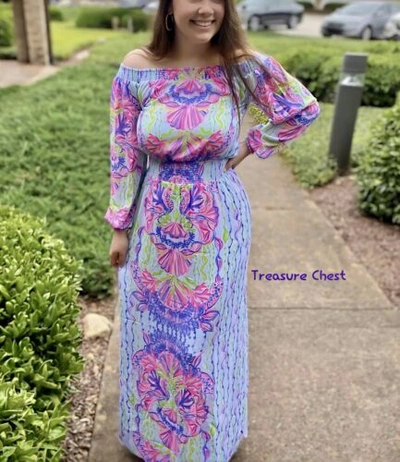 Pre-owned Lilly Pulitzer Bria Maxi Dress Sea Shellabration ? Size S ? In Multicolor