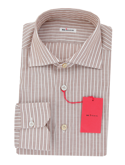Pre-owned Kiton Light Brown Cotton Blend Shirt - Slim - (kt1223231)