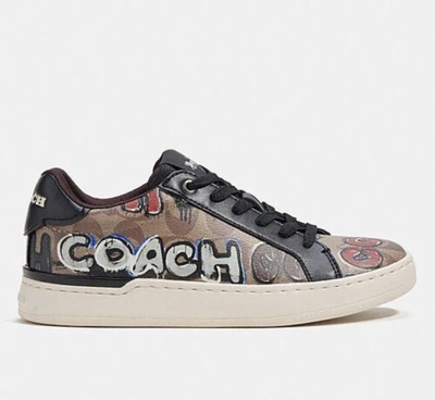 Pre-owned Coach Nwb  X Mint + Serf Women's Clip Low Top Sneaker Cl947 8b In Khaki Multi