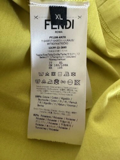 Pre-owned Fendi $690  Logo Print Knit Fabric Yellow Jersey T-shirt Xl Fy1186 Italy