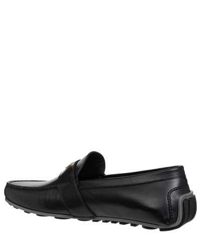 Pre-owned Moschino Moccasins Men Mb10380g1iga0000 Black Leather Logo Detail Shoes Loafer