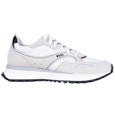 HUGO BOSS Pre-owned Boss Men's Sneakers - Jonah Runn Sdmx ,trainers,mixed Material With Real Leather In White (open White)