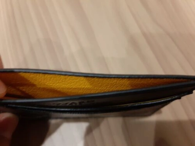 Pre-owned Goyard Card Holder Unused Black Pvc Leather Herringbone Box Made In France