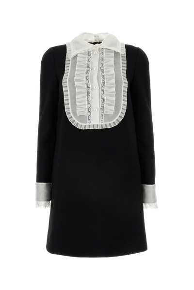 Shop Dolce & Gabbana Ruffle Detailed Mini Dress In Black