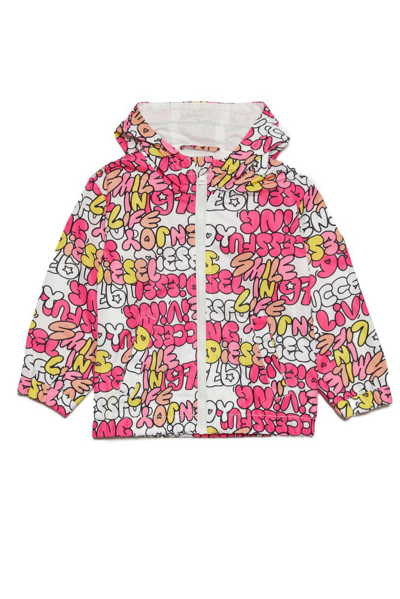 Shop Diesel Kids Jmolbib Allover Bubble Text Graphic Printed Jacket In Multi