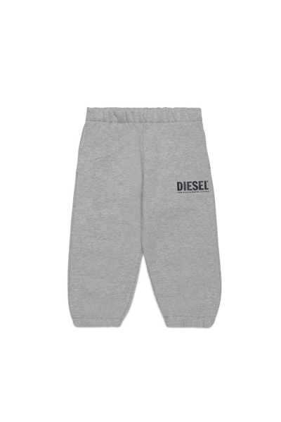 Shop Diesel Kids Pdeb Logo Printed Trousers In Grey