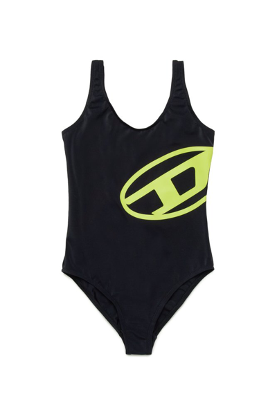 Shop Diesel Kids Mimmy Logo Printed Swimsuit In Black