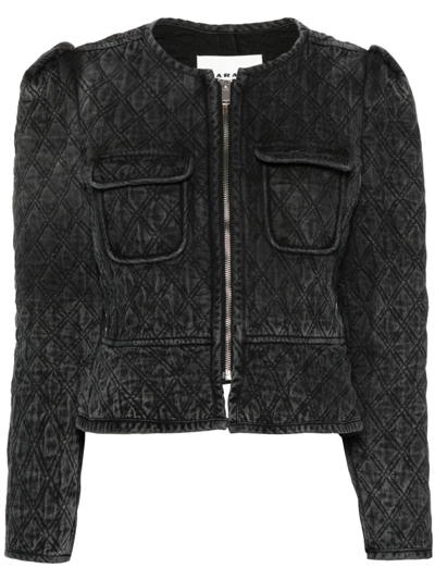 Shop Marant Etoile Quilted Denim Jacket In Black  