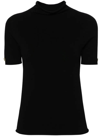 Shop Twinset `oval T` Mock-neck Sweater In Black  