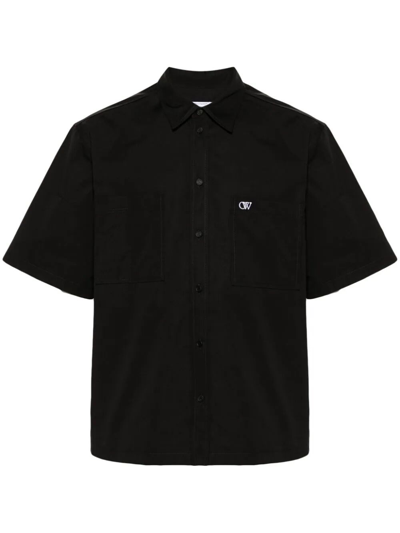Shop Off-white `ow Emb` Short Sleeve Shirt In Black  