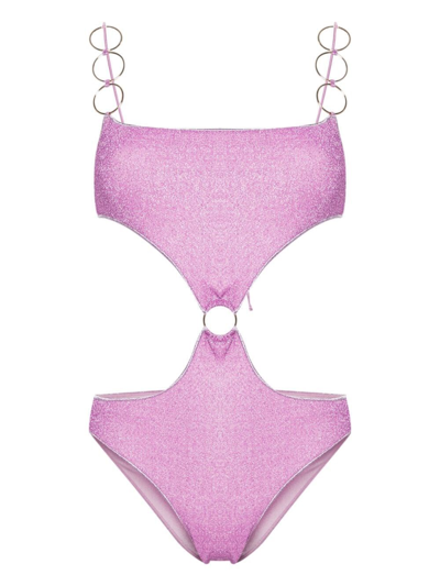 Shop Oseree `lumiere Ring Cut Out Maillot` One-piece Swimsuit In Pink