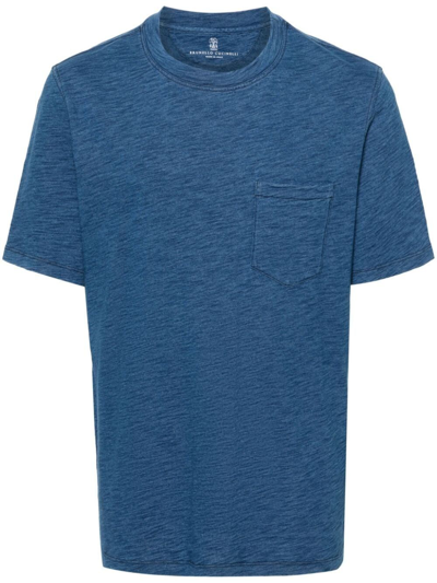 Shop Brunello Cucinelli Crew-neck T-shirt In Blue